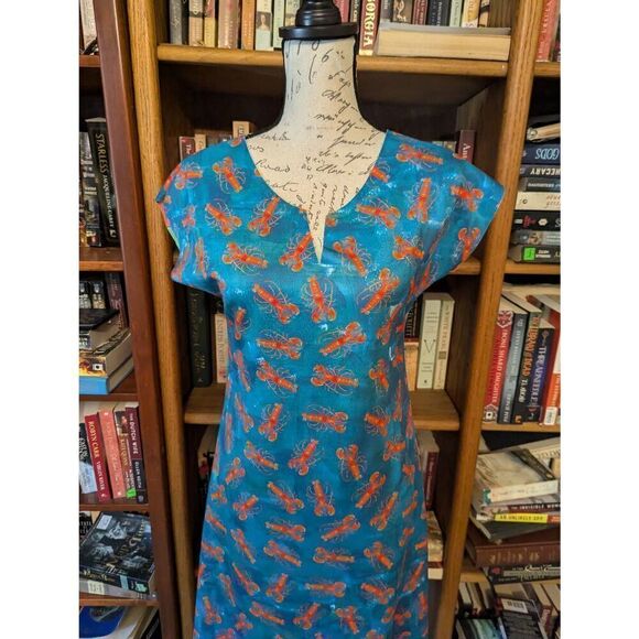 Animapop Women’s Medium Reversible Floral Colorblock Lobster Kimono Midi Dress - Picture 5 of 10